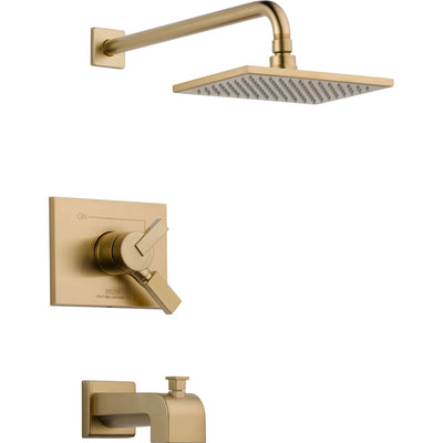 Delta Vero Champagne Bronze Square Two Control Tub and Shower with Valve D379V