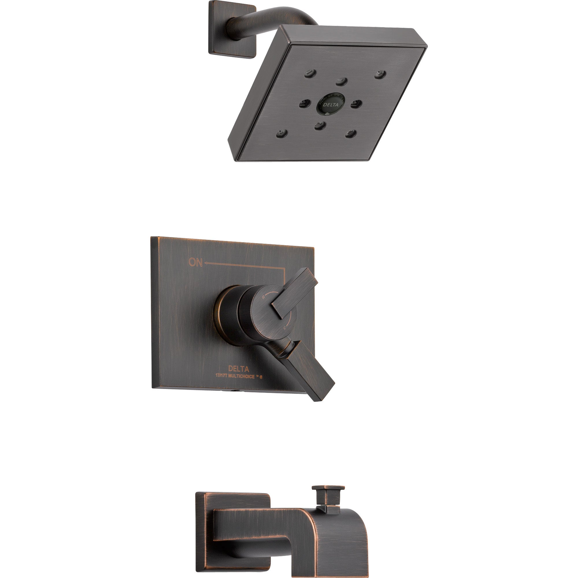 Delta Vero Venetian Bronze Square Two Control Tub and Shower Faucet Trim 556007