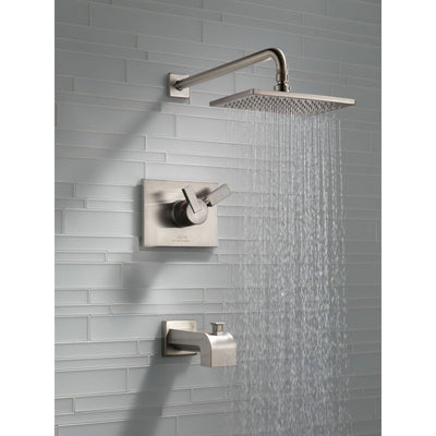 Delta Vero Stainless Steel Finish Two Control Tub and Shower with Valve D384V