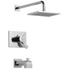 Delta Vero Chrome Finish Water Efficient Tub & Shower Combo Faucet Includes Monitor 17 Series Cartridge, Handles, and Valve with Stops D3342V