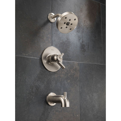 Delta Trinsic Stainless Steel Finish Modern Tub & Shower Combo with Valve D396V