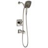 Delta Ashlyn Stainless Steel Finish Monitor 17 Series Tub and Shower Combo Faucet with In2ition Two-in-One Hand Shower Spray INCLUDES Rough-in Valve D1114V