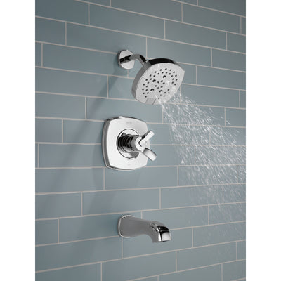 Delta Stryke Chrome Finish 17 Series Tub and Shower Combo Faucet Includes Handles, Cartridge, and Rough Valve without Stops D3335V