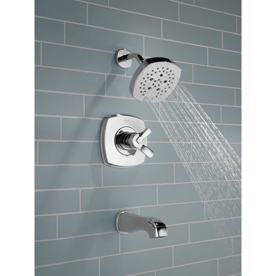 Delta Stryke Chrome Finish 17 Series Tub and Shower Combo Faucet Includes Handles, Cartridge, and Rough Valve without Stops D3335V