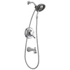 Delta Linden Collection Chrome Dual Temp and Pressure Control Tub and Shower with 2-in-1 Hand Shower / Showerhead Combo Includes Rough Valve with Stops D2292V