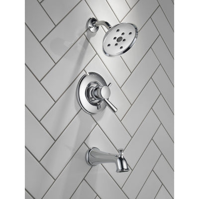 Delta Linden Collection Chrome Finish Monitor 17 Series H2Okinetic Tub and Shower Combination Faucet Trim Kit (Valve Sold Separately) DT17493