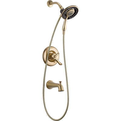 Delta Linden Tub & Shower Champagne Bronze Handheld & Shower Head w/ Valve D978V