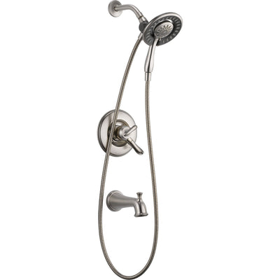 Delta Linden Tub / Shower Stainless Finish Handheld & Shower Head w/ Valve D981V