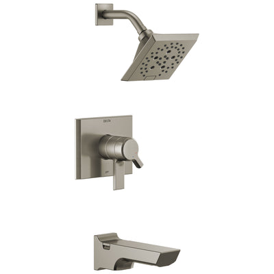 Delta Pivotal Stainless Steel Finish Monitor 17 Series H2Okinetic Tub and Shower Combination Faucet Trim Kit (Requires Valve) DT17499SS