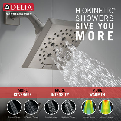 Delta Pivotal Stainless Steel Finish H2Okinetic Tub and Shower Combination Faucet Includes Cartridge, Handles, and Valve without Stops D3321V