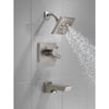 Delta Pivotal Stainless Steel Finish H2Okinetic Tub and Shower Combination Faucet Includes Cartridge, Handles, and Valve without Stops D3321V