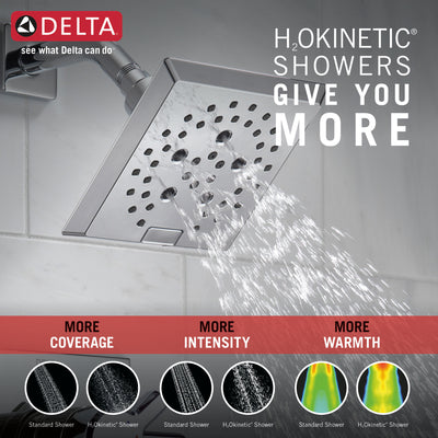 Delta Pivotal Chrome Finish H2Okinetic Tub and Shower Combination Faucet Includes 17 Series Cartridge, Handles, and Valve without Stops D3327V