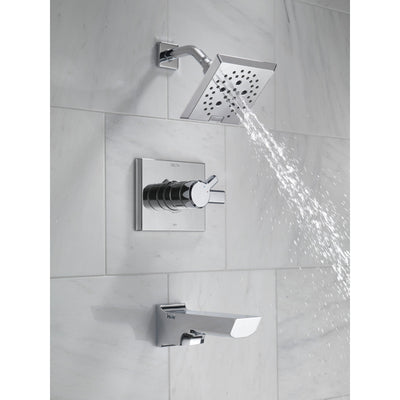 Delta Pivotal Chrome Finish H2Okinetic Tub and Shower Combination Faucet Includes 17 Series Cartridge, Handles, and Valve without Stops D3327V