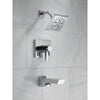 Delta Pivotal Chrome Finish H2Okinetic Tub and Shower Combination Faucet Includes 17 Series Cartridge, Handles, and Valve without Stops D3327V