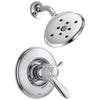 Delta Lahara Chrome Finish H2OKinetic Thermostatic Shower only Faucet with Handles, 17T Cartridge, and Rough-in Valve without Stops D3299V