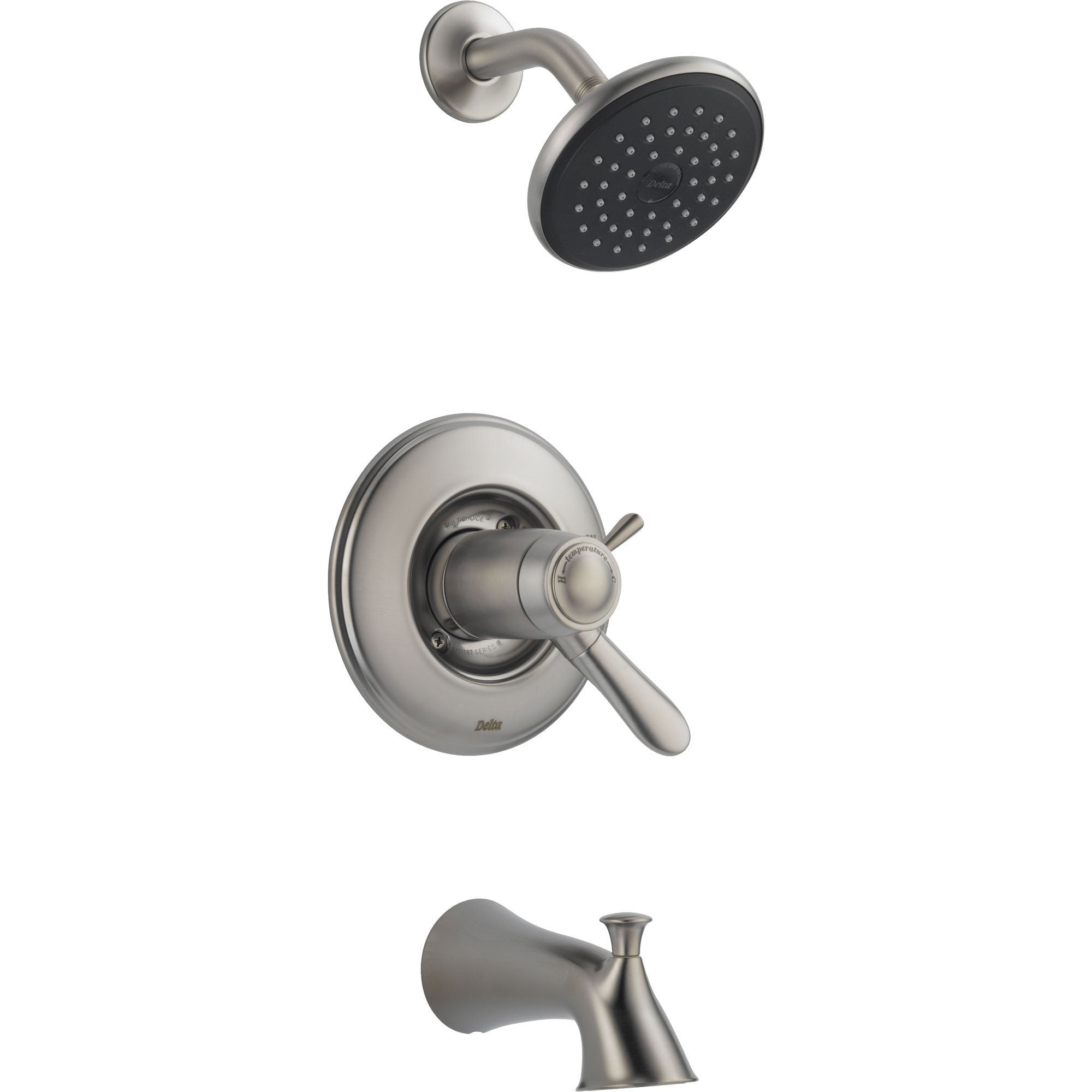 Delta Lahara Thermostatic Stainless Steel Finish Tub & Shower with Valve D495V