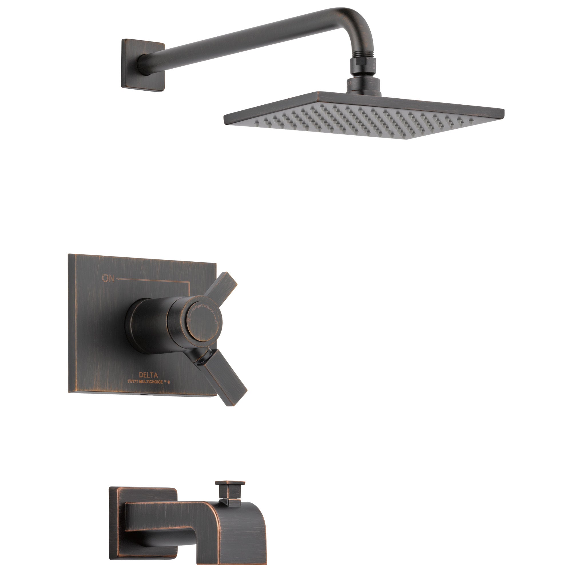 Delta Vero Venetian Bronze Finish Water Efficient Thermostatic Tub & Shower Faucet Combo Includes Cartridge, Handles, and Valve without Stops D3239V