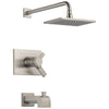 Delta Vero Stainless Steel Finish Water Efficient Thermostatic Tub & Shower Faucet Combo Includes Cartridge, Handles, and Valve without Stops D3237V