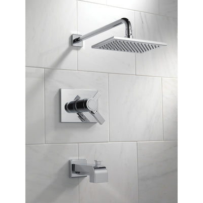 Delta Vero Chrome Finish Water Efficient Thermostatic Tub & Shower Faucet Combination Includes 17T Cartridge, Handles, and Valve with Stops D3236V