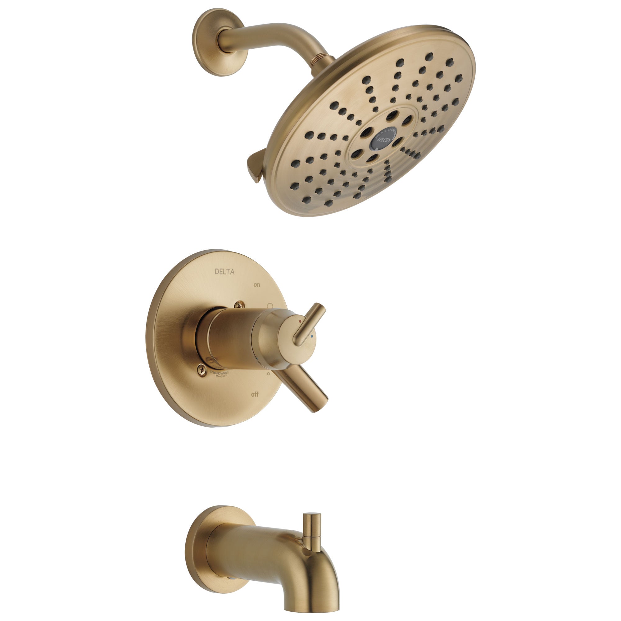 Delta Trinsic Collection Champagne Bronze TempAssure 17T Series Watersense Thermostatic Tub T Shower Combo Faucet Trim (Requires Valve) DT17T459CZH2O