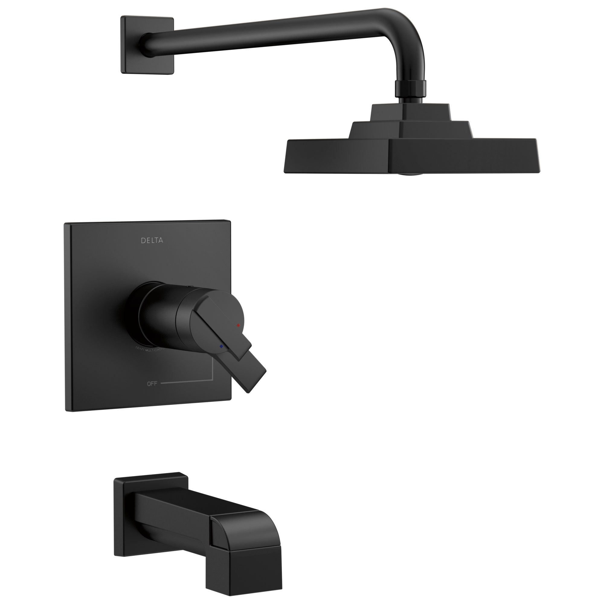 Delta Ara Matte Black Finish TempAssure 17T Series Tub and Shower Faucet Combo Trim Kit (Requires Valve) DT17T467BL