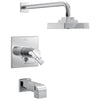 Delta Ara Collection Chrome Modern Thermostatic TempAssure 17T Series Tub and Shower Combination Faucet Includes Valve with Stops D2224V