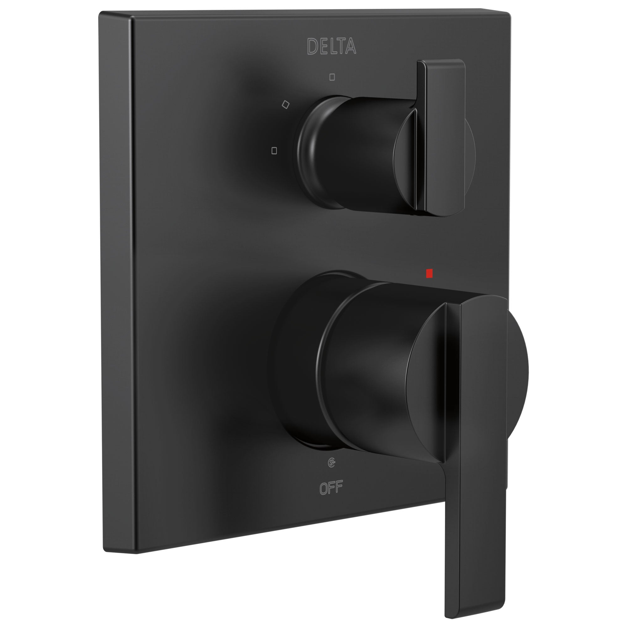 Delta Ara Matte Black Finish Angular Modern 14 Series Shower System Control with 3-Setting Integrated Diverter Includes Valve and Handles D3206V