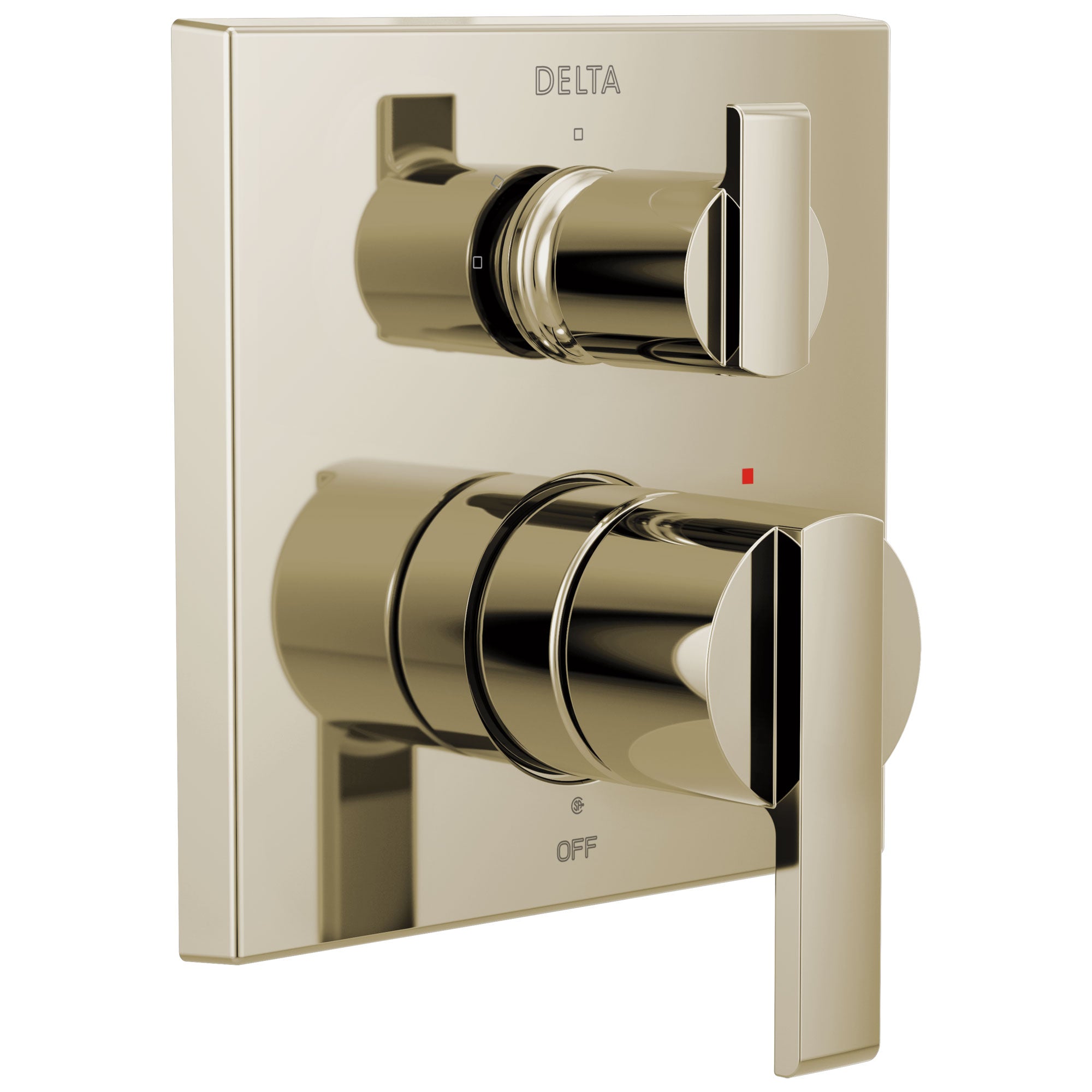 Delta Ara Polished Nickel Finish Angular Modern Monitor 14 Series Shower Control Trim Kit with 3-Setting Integrated Diverter (Requires Valve) DT24867PN