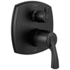 Delta Stryke Matte Black Finish 14 Series Shower System Control with 3 Function Integrated Lever Handle Diverter Includes Valve and Handles D3202V