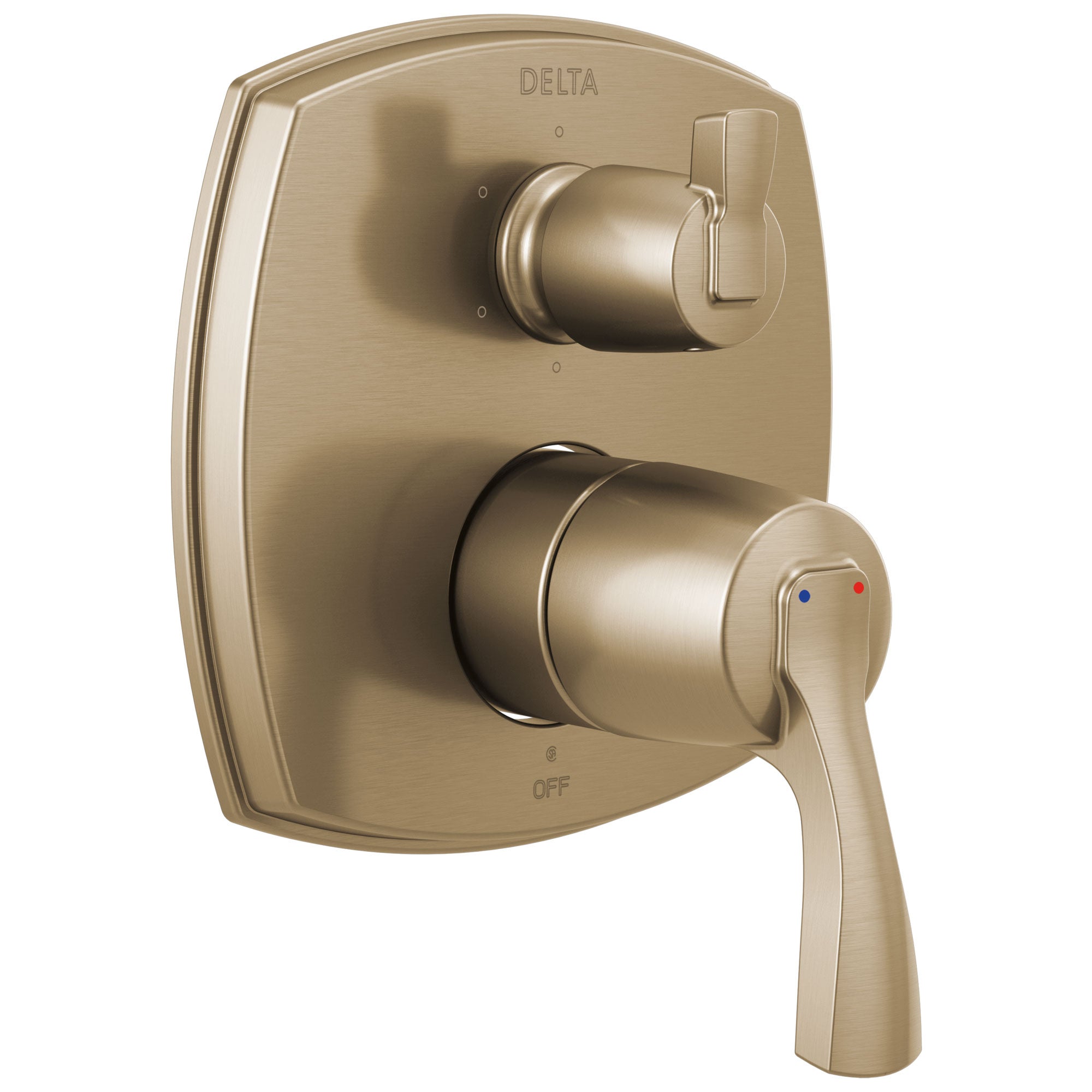 Delta Stryke Champagne Bronze Finish 14 Series Shower System Control with Integrated 6 Setting Lever Handle Diverter Includes Valve and Handles D3750V