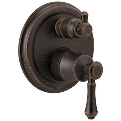 Delta Cassidy Venetian Bronze Traditional Shower Faucet Control Handle with 6-Setting Integrated Diverter Includes Trim Kit and Valve without Stops D2186V