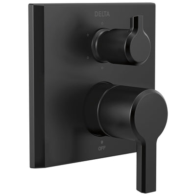 Delta Pivotal Matte Black Finish 14 Series Integrated 6 Function Diverter Modern Shower System Control Includes Valve and Handles D3169V