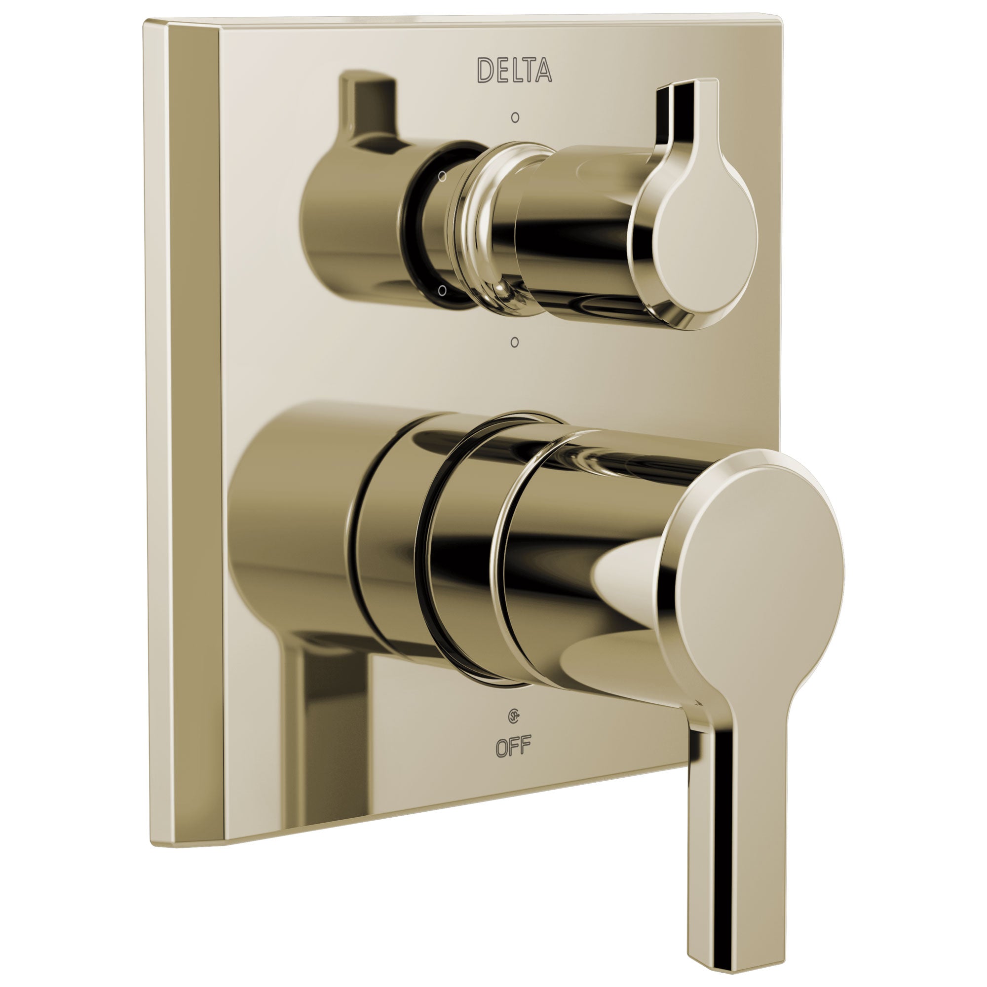 Delta Pivotal Polished Nickel Finish 14 Series Integrated 6 Function Diverter Modern Shower System Control Includes Valve and Handles D3739V