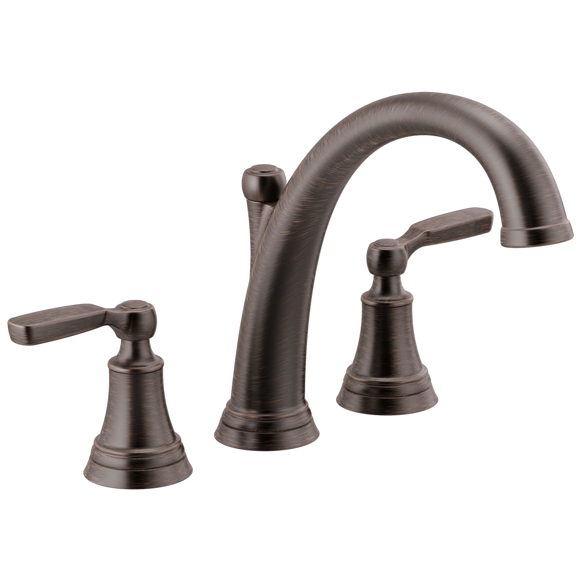 Delta Woodhurst Venetian Bronze Finish Deck Mount Roman Tub Filler Faucet Includes Rough-in Valve and Lever Handles D3165V