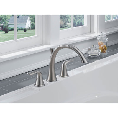 Delta Lahara Stainless Steel Finish Deck Mount Roman Tub Filler with Valve D899V