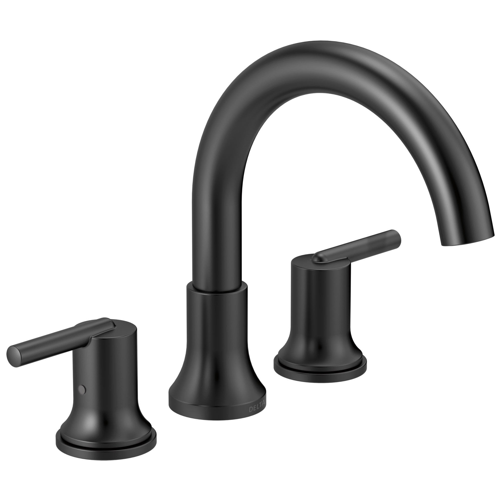 Delta Trinsic Collection Matte Black Finish Deck Mounted Widespread Roman Tub Filler Faucet Trim Kit (Valve Sold Separately) DT2759BL