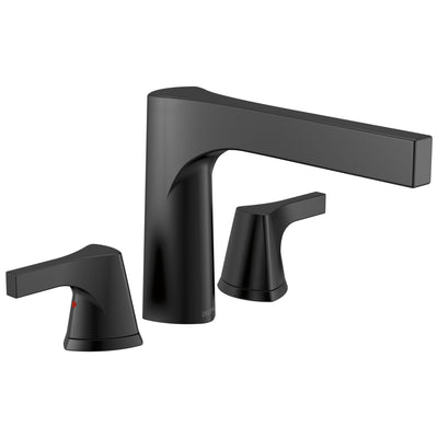 Delta Zura Matte Black Finish 3-hole Roman Tub Filler Faucet Includes Lever Handles and Rough-in Valve D3619V