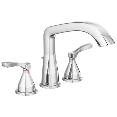 Delta Stryke Collection Chrome Finish Three Hole Roman Tub Filler Faucet Includes Rough-in Valve and Lever Handles D3162V