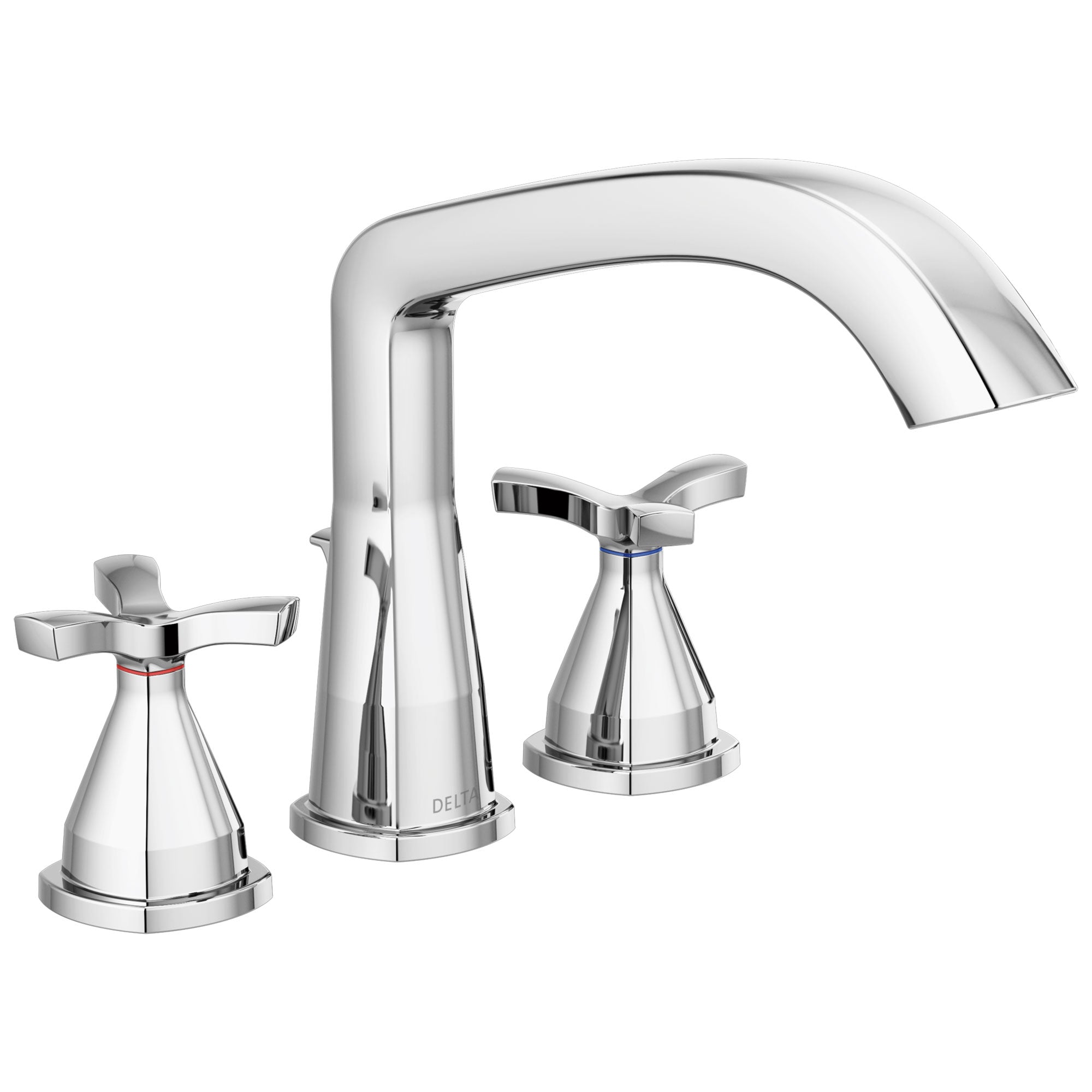 Delta Stryke Chrome Finish Three Hole Cross Handle Roman Tub Filler Faucet Trim Kit (Requires Valve) DT27766