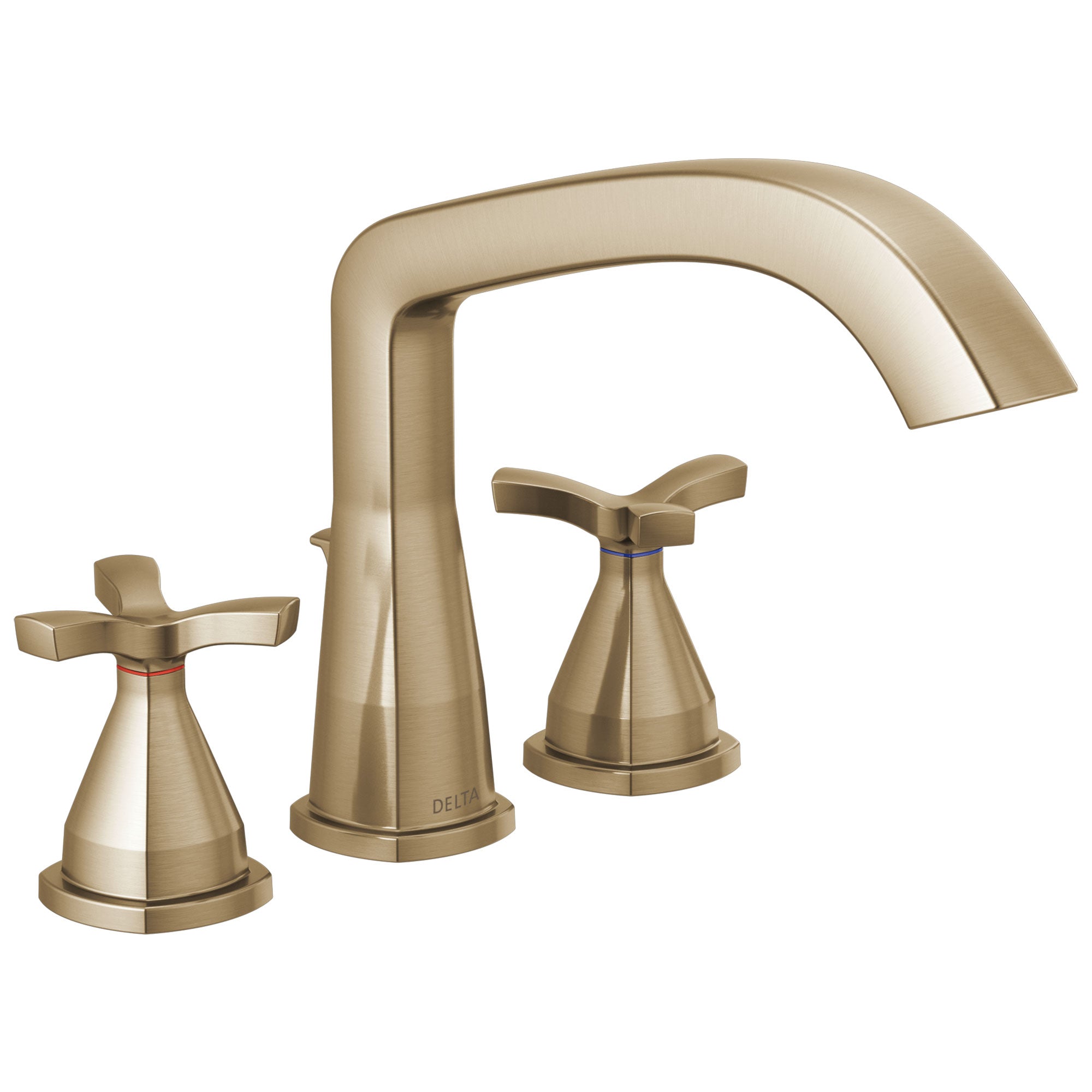 Delta Stryke Champagne Bronze Finish Three Hole Cross Handle Roman Tub Filler Faucet Trim Kit (Requires Valve) DT27766CZ