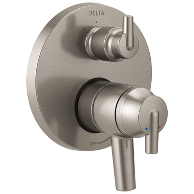 Delta Trinsic Stainless Steel Finish Shower Faucet Control Handle with 3-Setting Integrated Diverter Includes Trim Kit and Rough-in Valve with Stops D2176V