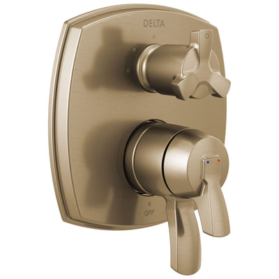 Delta Stryke Champagne Bronze Finish 17 Series Integrated 3-Function Cross Handle Diverter Shower System Control Includes Valve and Handles D3147V