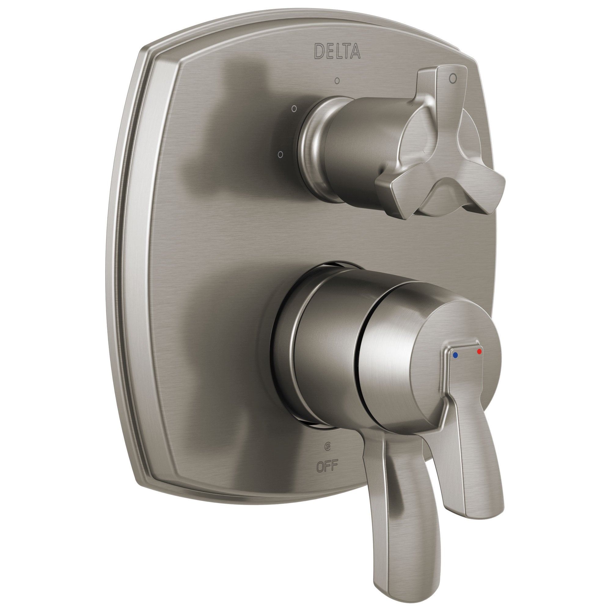 Delta Stryke Stainless Steel Finish 17 Series Integrated 3-Function Cross Handle Diverter Shower System Control Includes Valve and Handles D3141V