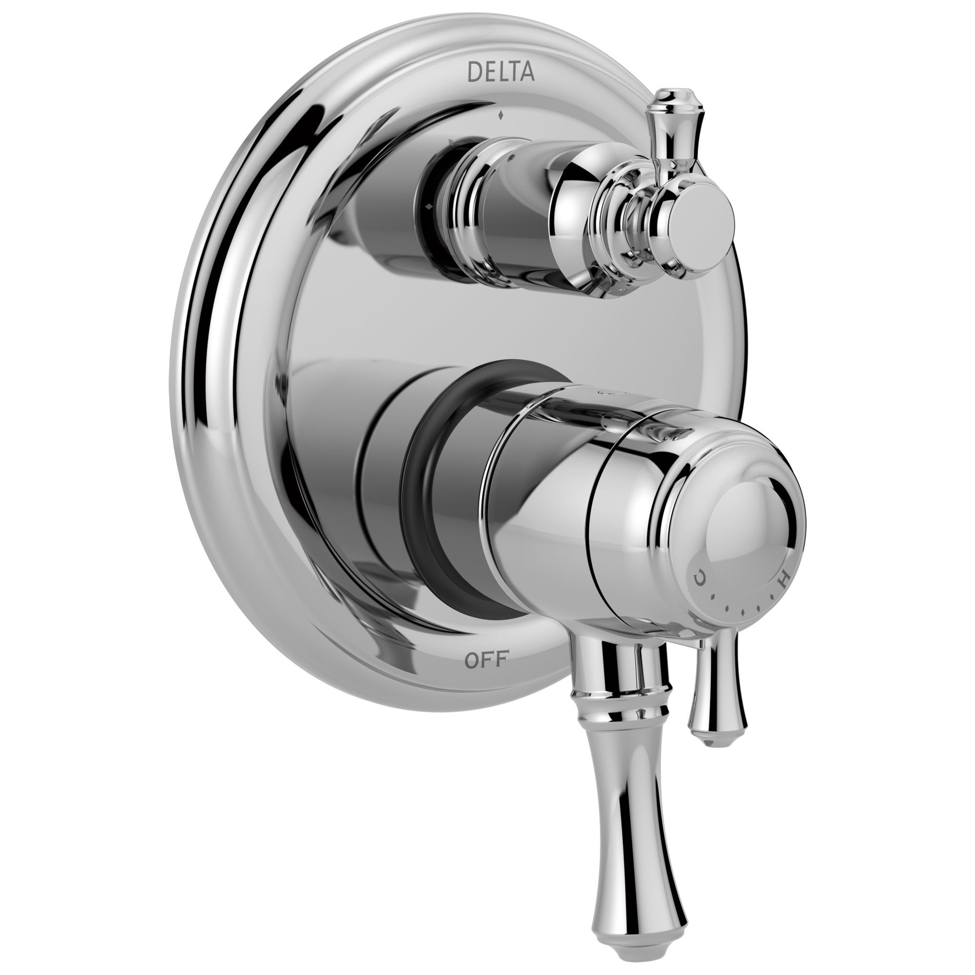 Delta Cassidy Chrome Traditional Monitor 17 Shower Faucet Control Handle with 3-Setting Integrated Diverter Includes Trim Kit and Valve with Stops D2168V