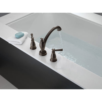 Delta Linden Collection Venetian Bronze Finish Widespread Roman Tub Filler Faucet Trim Kit (Rough-in Valve Sold Separately) DT2793RB