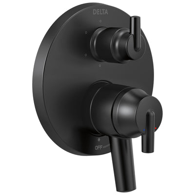 Delta Trinsic Matte Black Finish Modern 17 Series Shower System Control with 6-Setting Integrated Diverter Includes Valve and Handles D3716V