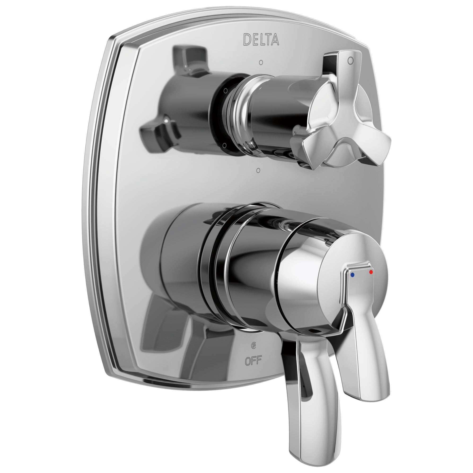 Delta Stryke Chrome Finish 6 Function Cross Handle Integrated Diverter 17 Series Shower System Control Includes Valve and Handles D3124V