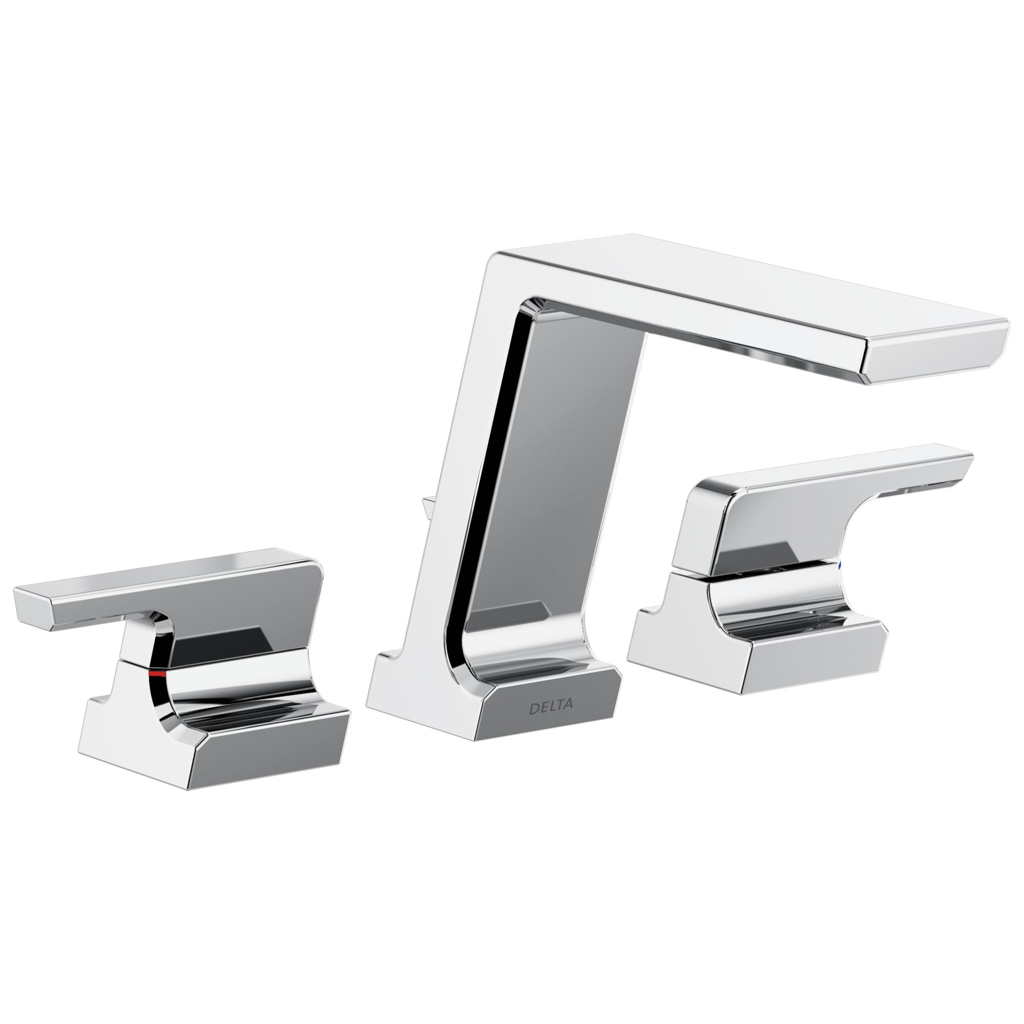 Delta Pivotal Modern Chrome Finish Deck Mount Roman Tub Filler Faucet Includes Handles and Rough-in Valve D3118V