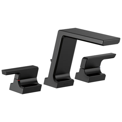 Delta Pivotal Modern Matte Black Finish Deck Mount Roman Tub Filler Faucet Includes Handles and Rough-in Valve D3111V