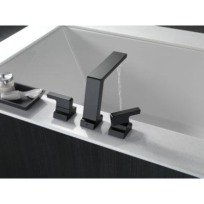 Delta Pivotal Matte Black Finish Roman Tub Filler Faucet Trim Kit (Requires Valve) DT2799BL